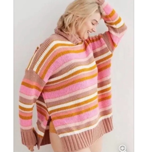 aerie Sweaters - Aerie Sunset turtleneck striped pastel sweater S